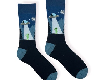 UFO alien Socks |  alien Socks | Mens Socks | Womans Socks |  | spaceship novelty socks