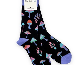 Psychedelic mushroom Socks | Happy Mushroom Socks | Colourful Socks | Fun Socks | Christmas secret Santa stocking filler gift socks