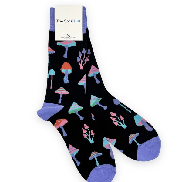 Psychedelic mushroom Socks | Happy Mushroom Socks | Colourful Socks | Fun Socks | Christmas secret Santa stocking filler gift socks