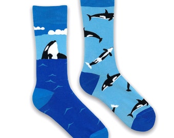 Mismatched Orca Novelty Socks | Mens Socks | Womans Socks | Colourful Socks | Mismatched Socks |