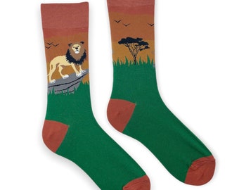 Lion novelty socks, secret Santa Christmas gift idea, stocking filler animal gift socks