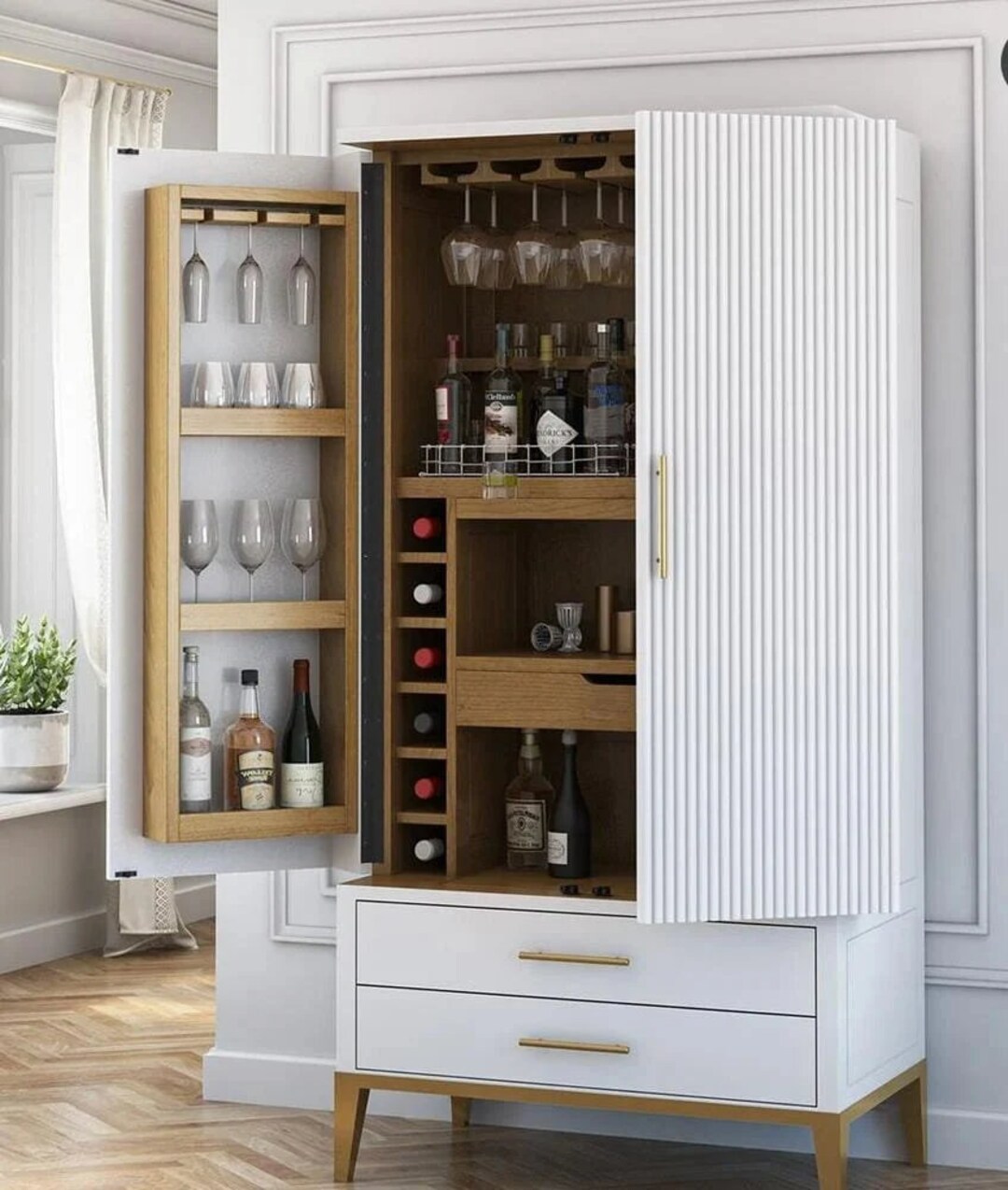 Bar Wooden Bar Contemporary All in Black Home Bar, Wine Wood