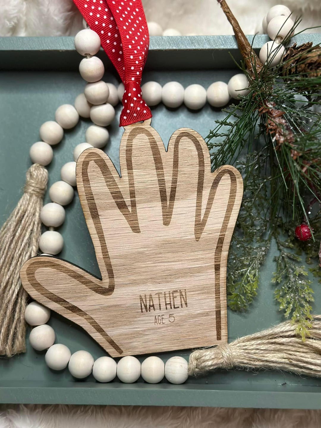 Handprint Ornament, Your Childs Handprint Ornament, Personalized