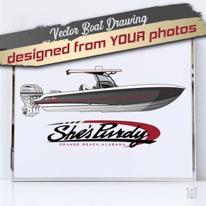 Vector Boat Portrait Illustration/ Custom Boat Drawing From Your Photos/ Convert Your Boat To Line Art Drawing/ Vector Boat Art Illustration