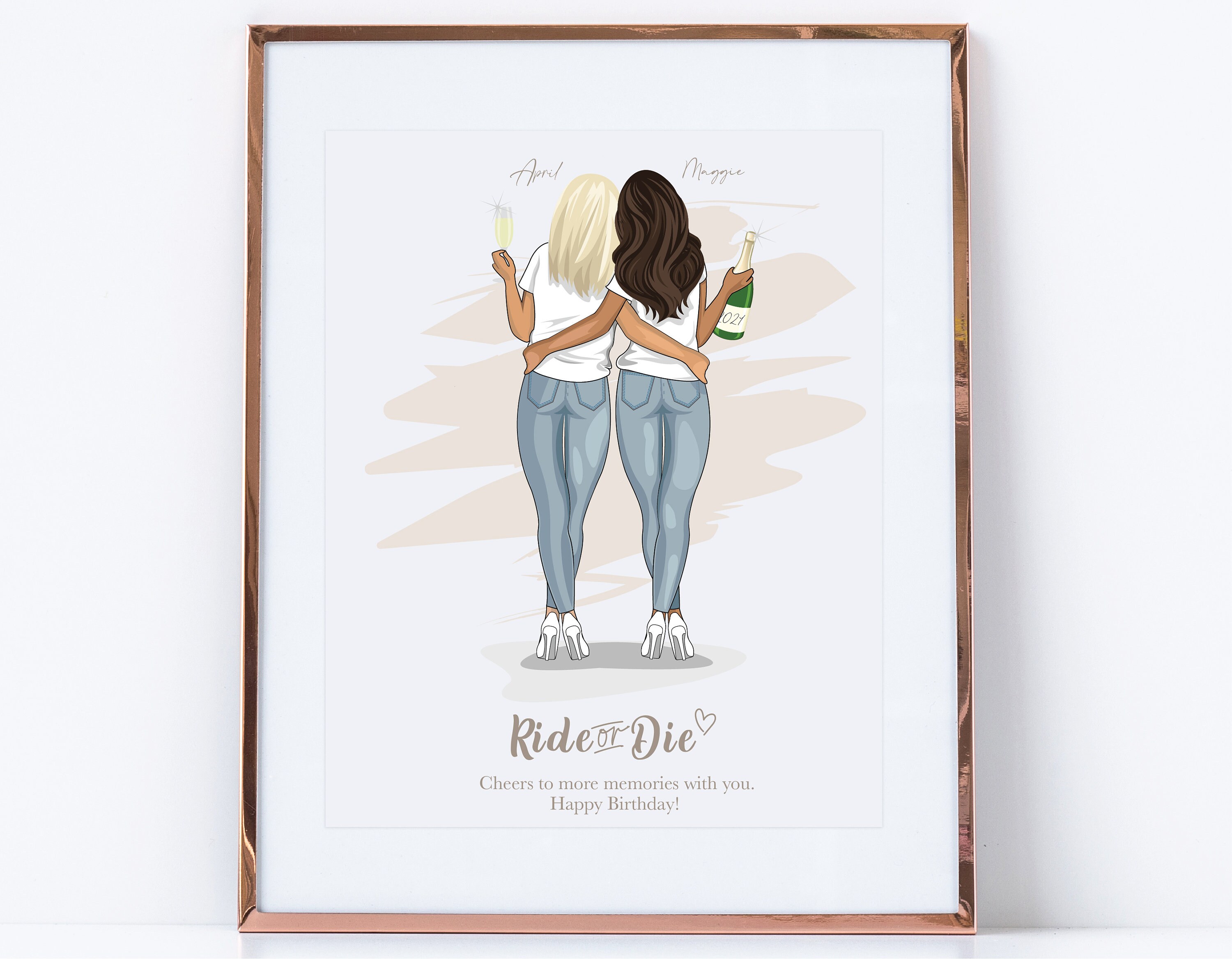 Ride or Die Custom Happy Birthday Best Friend Portrait Etsy