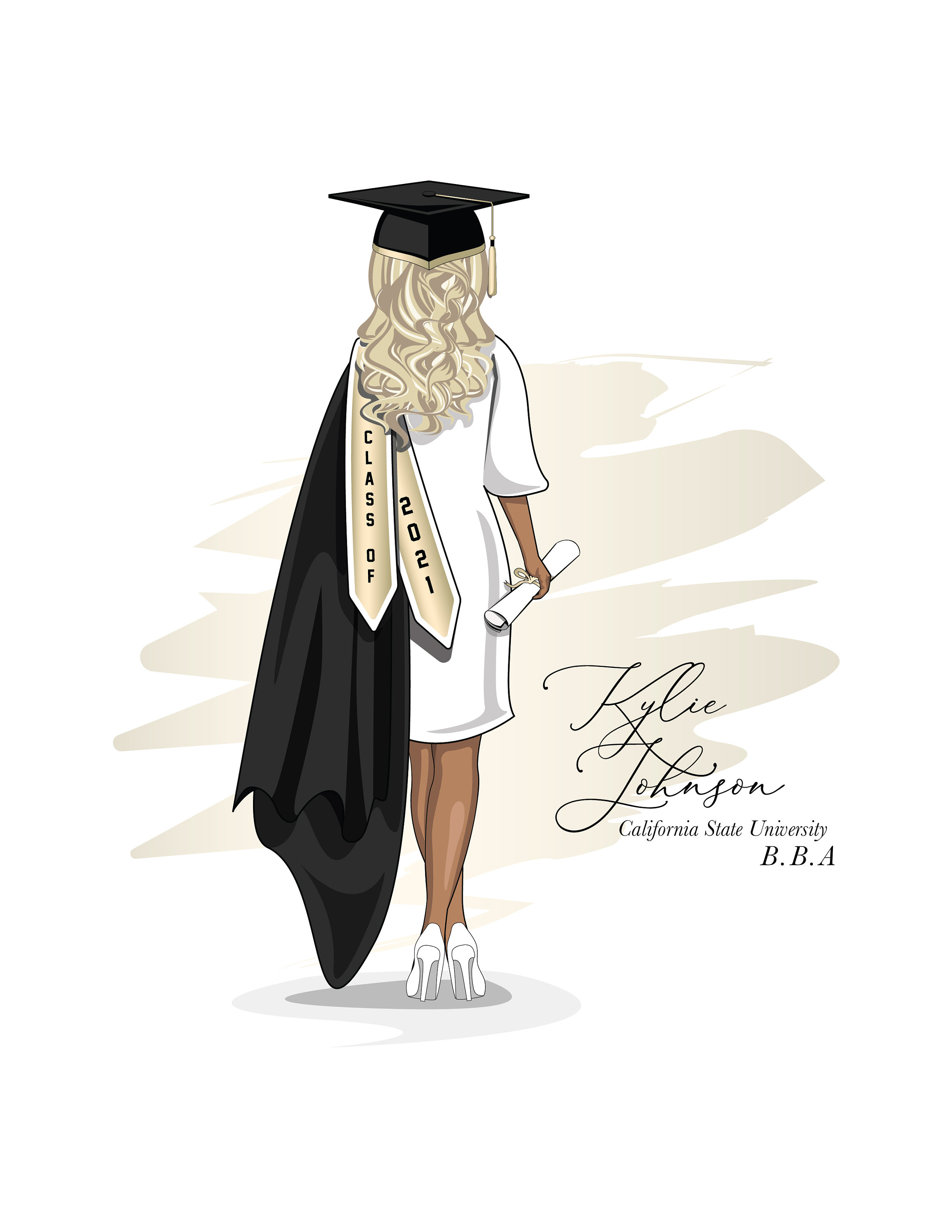Custom Graduation Portrait Illustration Personalized Etsy