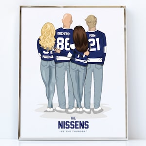 Custom Sport Family Illustration/Personalized Sport Portrait Family Drawing/Custom Sport Family Jersey Illustration/Sport Family Drawing