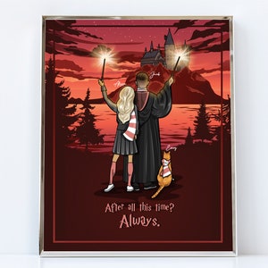 Custom Wizard Couple Portrait Illustration / Wizard Portrait / Make Me Into A Wizard / Custom Wizard Family Drawing / Wizard School Portrait