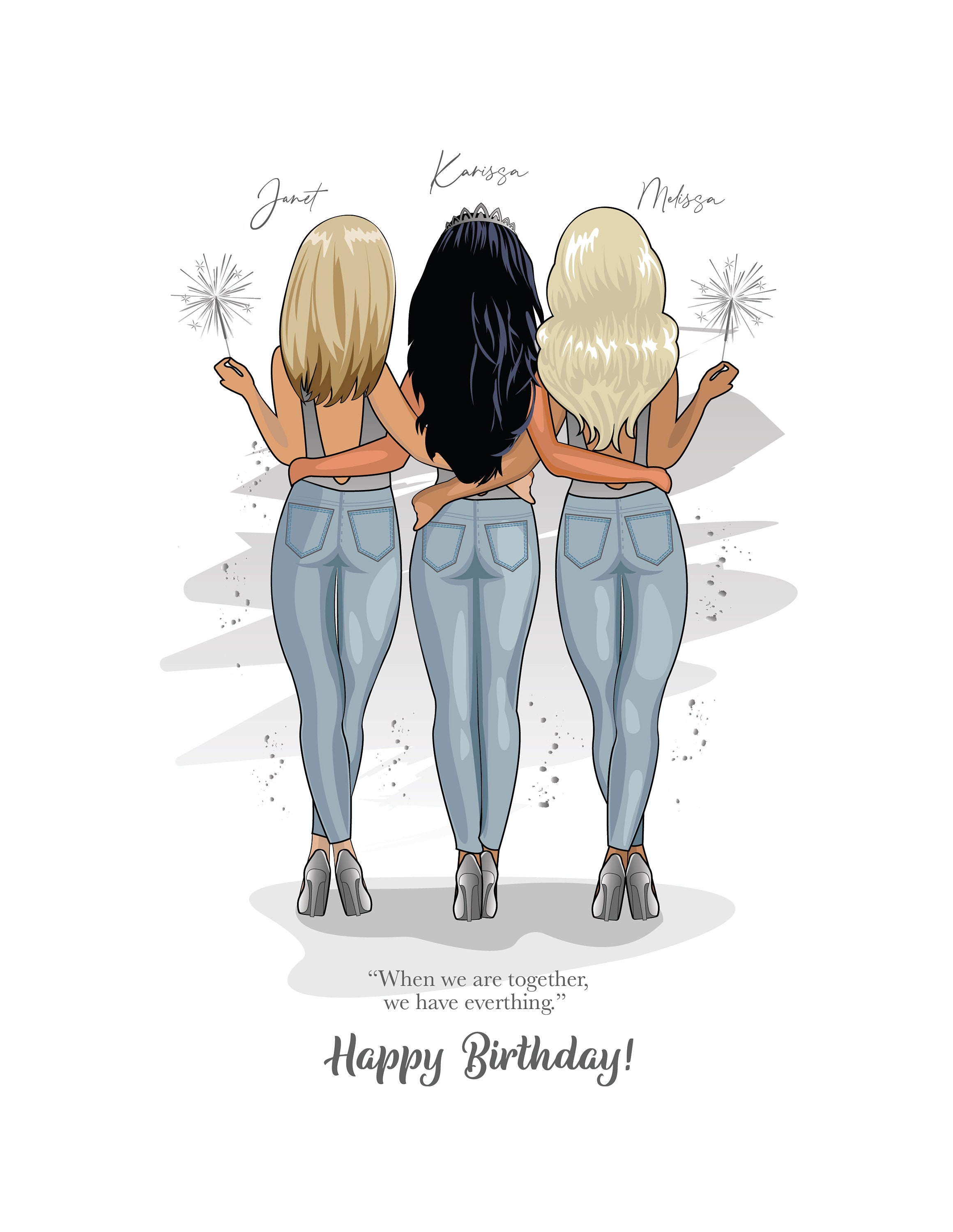 Custom Best Friend Happy Birthday Drawing / Best Friend Etsy