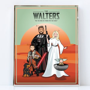 Custom Star Wars Family Portrait From Photo / Custom Star Wars Couple Portrait / Personalized Star Wars Gift / Star Wars Portrait From Photo