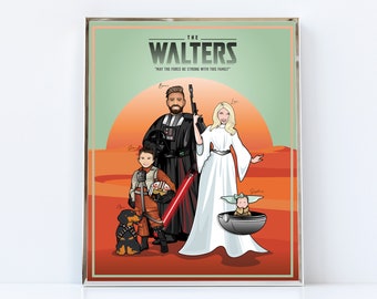 Custom Star Wars Family Portrait From Photo / Custom Star Wars Couple Portrait / Personalized Star Wars Gift / Star Wars Portrait From Photo