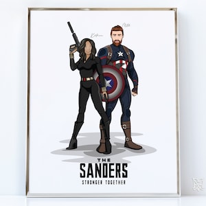 Custom Superhero Portrait Drawing From Photo/Superhero Couple Drawing/Hand Drawn Superhero Couple Portrait/Personalized Superhero Portrait