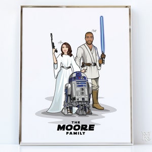 Custom Star Wars Couple Portrait Drawing / Star Wars Portrait From Photos/Custom Family Star Wars Portrait/Custom Star Wars Family Portrait