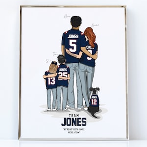 Custom Football Family Portrait Illustration / Personalized Football Family Portrait Drawing / Custom Football Jersey Portrait Illustration
