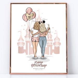 Personalized Disney Castle Best Friend Portrait / Custom Best Friend Disney Gift/Magic Kingdom Friend Portrait Drawing/Disney Friend Drawing