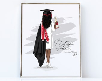 Custom Graduation Portrait Illustration / Personalized Graduation Portrait Drawing / Graduation Illustration / Custom Gradation Gift