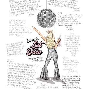 Last Disco Bachelorette Party Guest Book, Personalized Bachelorette Party Welcome Sign, Hen Party Welcome Sign, Custom Last Disco Guest Book