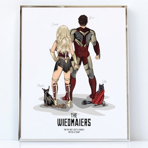 Custom Superhero Couple Portrait Drawing / Personalized Superhero Couple Portrait Illustration / Marvel Couple / Avengers Couple Portrait