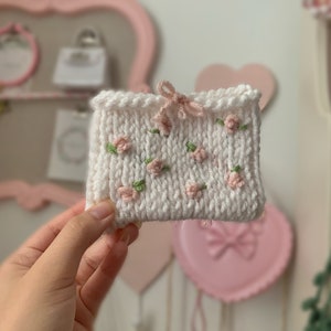 Knitted Floral Pouch |handmade|