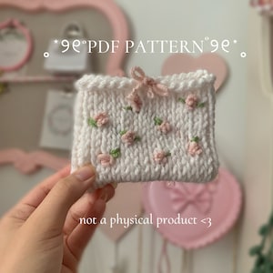 Flower Pouch PDF PATTERN contains tunisian crochet tutorial image 1