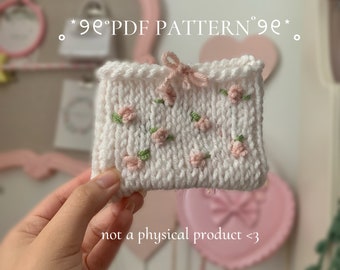 Flower Pouch **PDF PATTERN** ( contains tunisian crochet tutorial)
