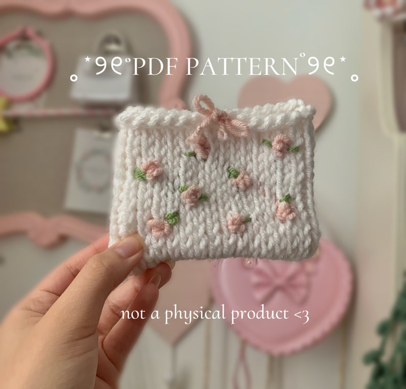 Flower Pouch PDF PATTERN contains tunisian crochet tutorial image 1
