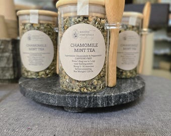 Chamomile Mint Tea Blend | Herbal Tea Blends | Loose Leaf Tea| Glass Tea Jar