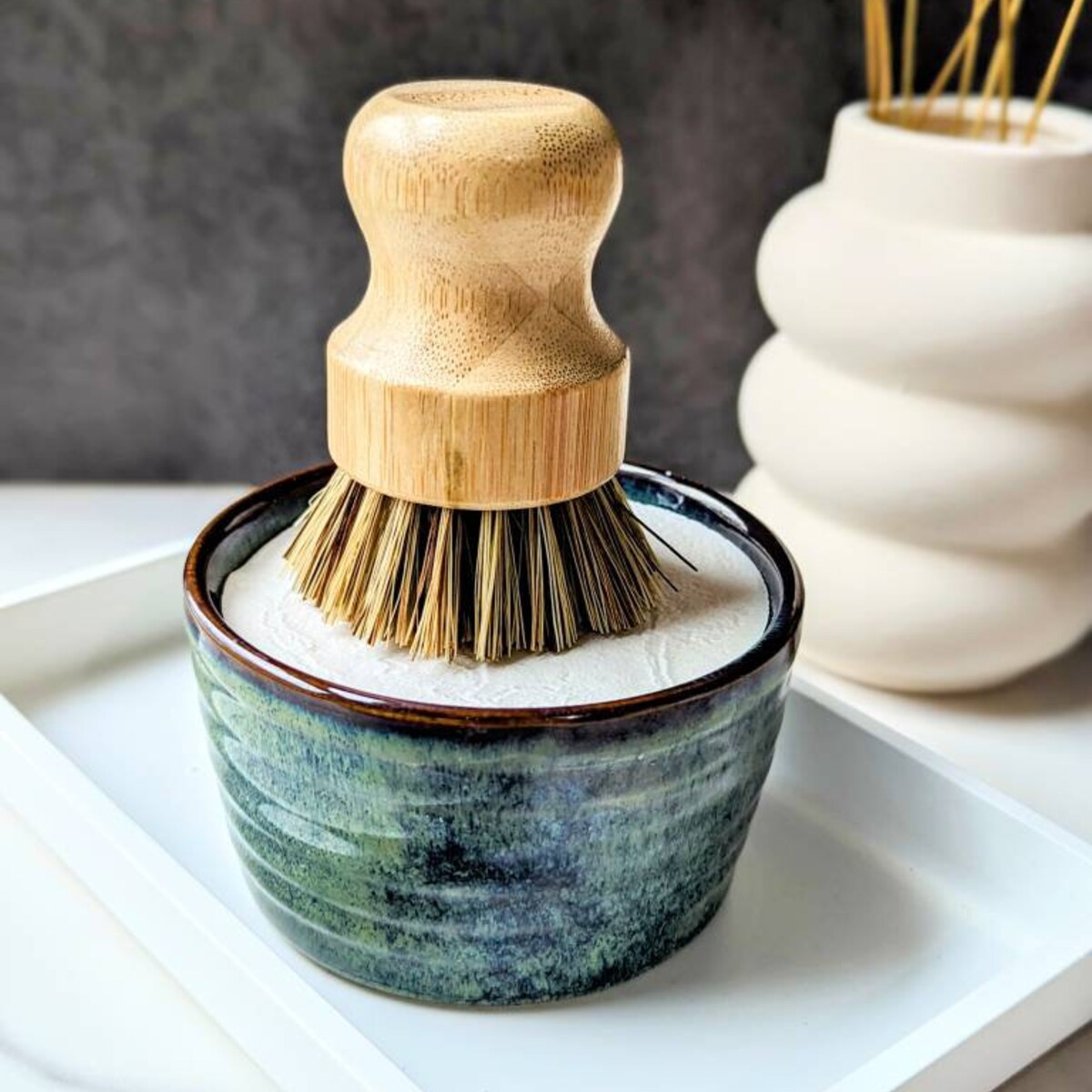Solid Dish Soap | Green Ramekin, Brush & Refill Options