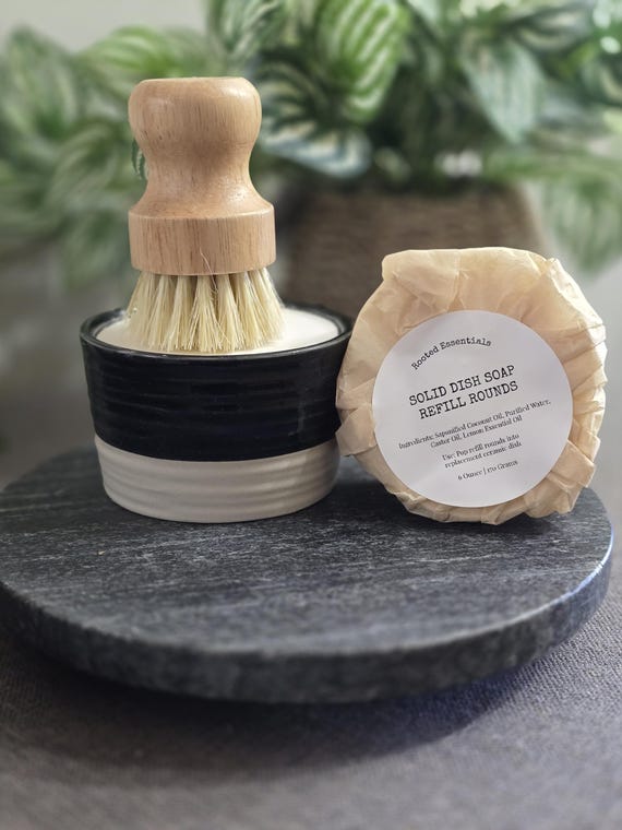 Solid Dish Soap | Ramekin Soap | Eco Dish Soap | Speckled black and Vanilla