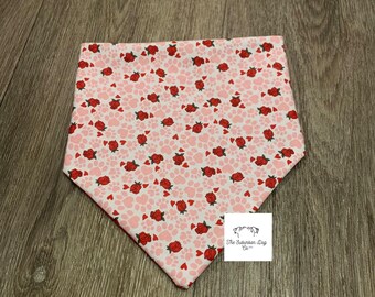 Paw And Roses Reversible Valentine Dog Bandana