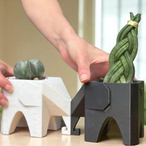 Yin Yang elefantplanter set med 2 svarta och vita suckulentkrukor minimalistisk heminredning gåva för balans harmoni modern inredning