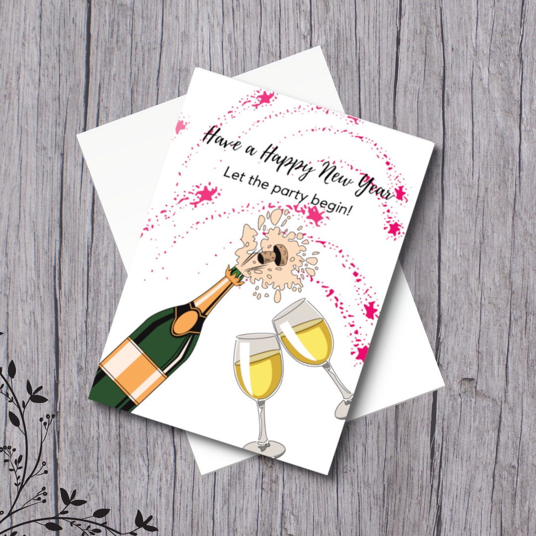 PRINTABLE Have A Happy New Year Card Champagne Party Favors - Etsy