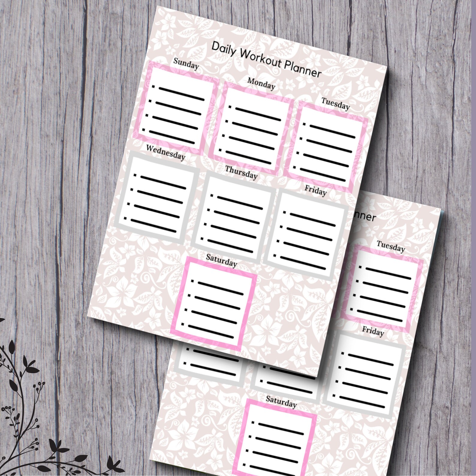 PRINTABLE Daily Workout Planner, Simple Exercise, Exercise Planner ...