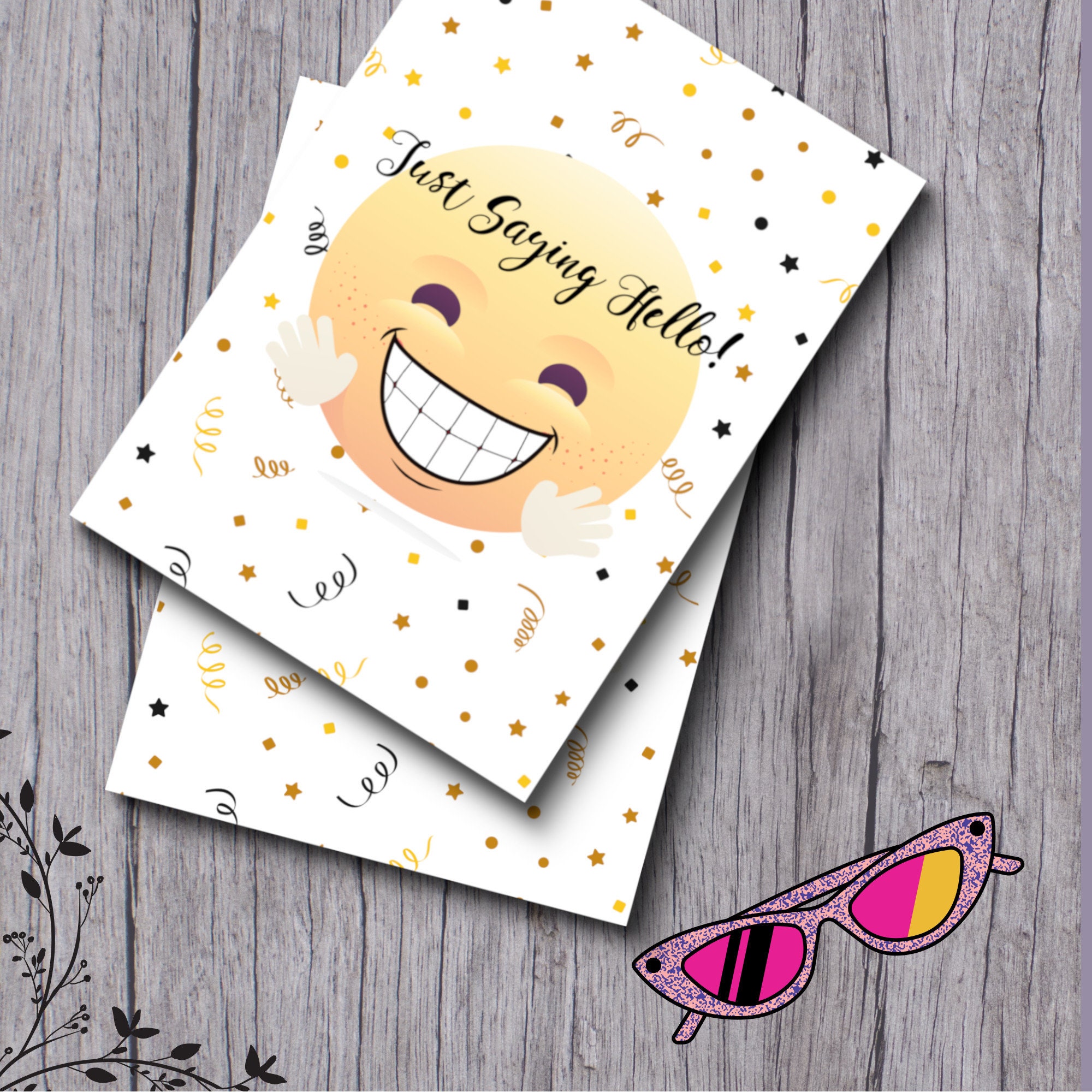 PRINTABLE 5x 7 Just Saying Hello Card Social Etsy España