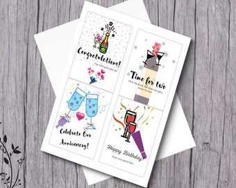 PRINTABLE Wine Labels Congratulations, Time for Two, Celebrate Our Anniversary, Happy Birthday, Date At Home, Lockdown Date