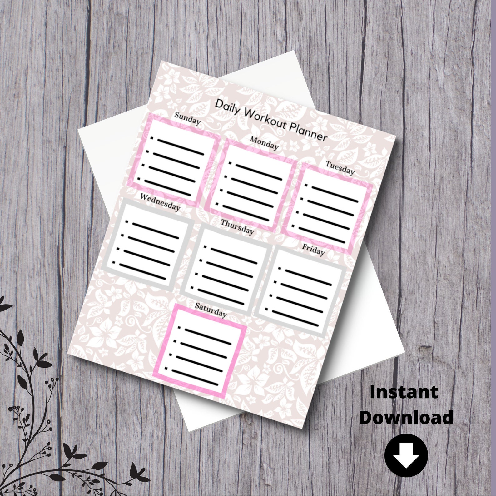 PRINTABLE Daily Workout Planner Simple Exercise Exercise - Etsy