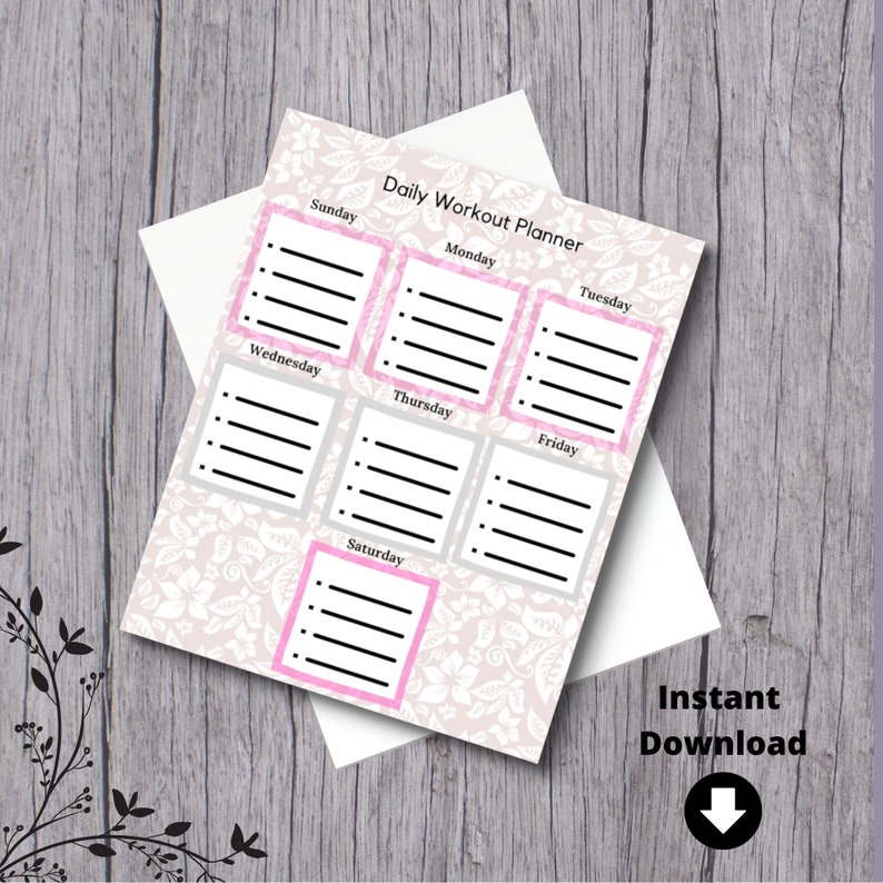 PRINTABLE Daily Workout Planner, Simple Exercise, Exercise Planner ...