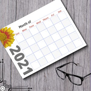 PRINTABLE 2021 Calendar 11x 8.5 Wall Calendar - Etsy