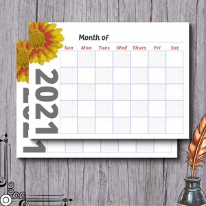 PRINTABLE 2021 Calendar 11x 8.5 Wall Calendar - Etsy