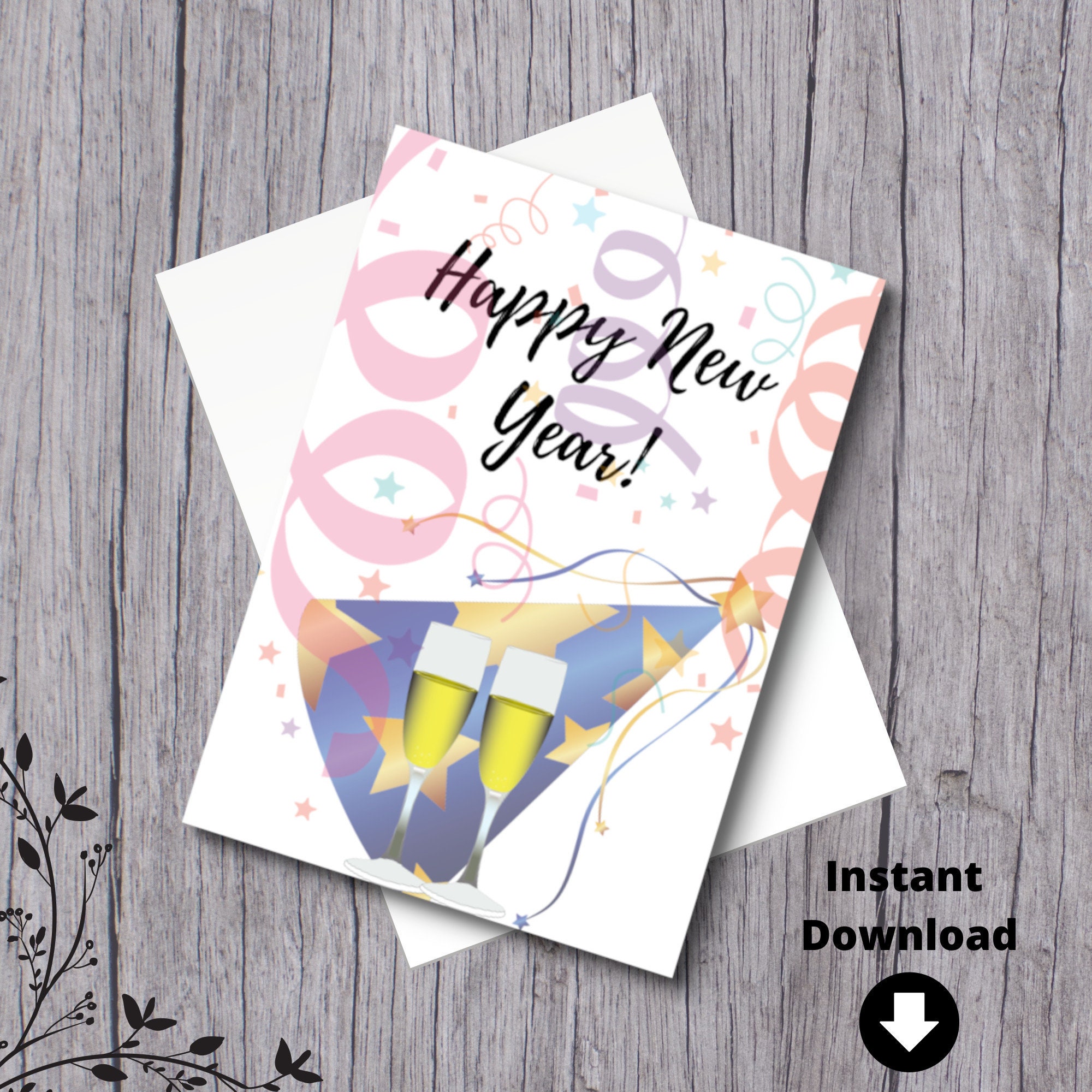 PRINTABLE Happy New Year Card Celebration New Year's - Etsy España
