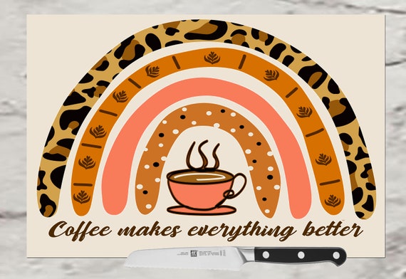 Coffee Cutting board for Wedding Gifts and Anniversary gifts. Use as a serving tray, cheese board and charcuterie board