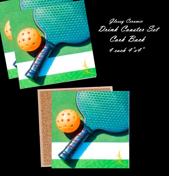 Pickleball Painting on Tile, drink coasters,***FREE gift with purchase. Ceramic tile drink coasters, Fathers Day Gift for dad
