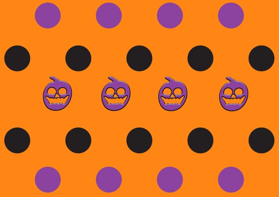 Dots Purple Pumpkin. Halloween Decoration and serving tray. Glass Cutting Board and Kitchen decor. FREE SHIPPING