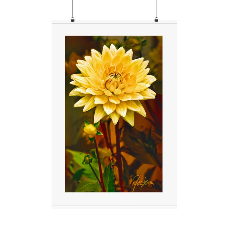 Dramatic Dahlia Tall Print, Print Portrait Format 8 Sizes, Bedroom Over