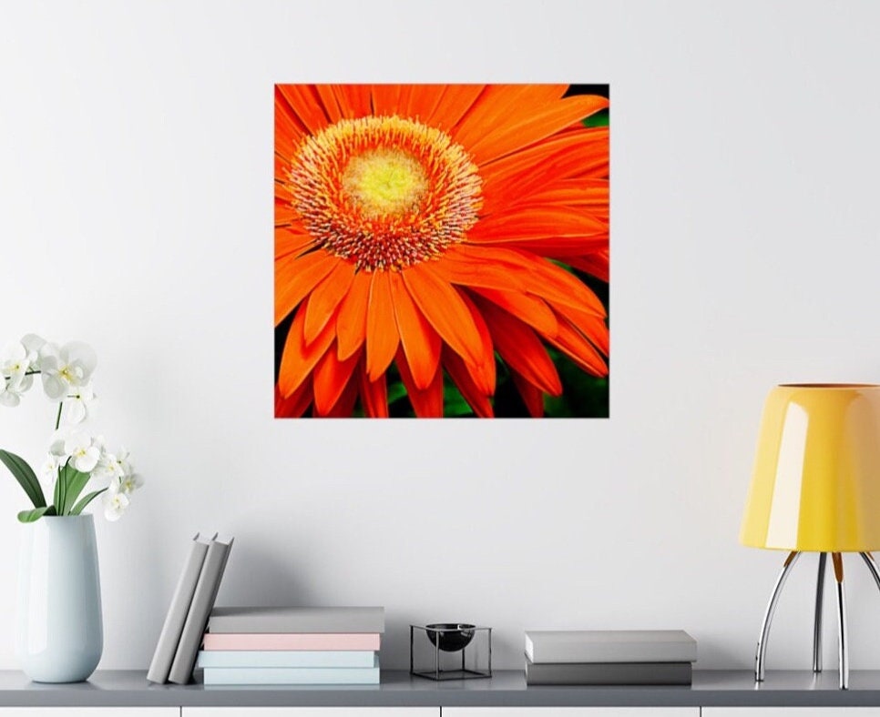 Gerbera Daisy Wall Art Print, Orange Gerbera Daisy Painting Gerbera Daisy Wall Art Print, Orange Gerbera Daisy Painting