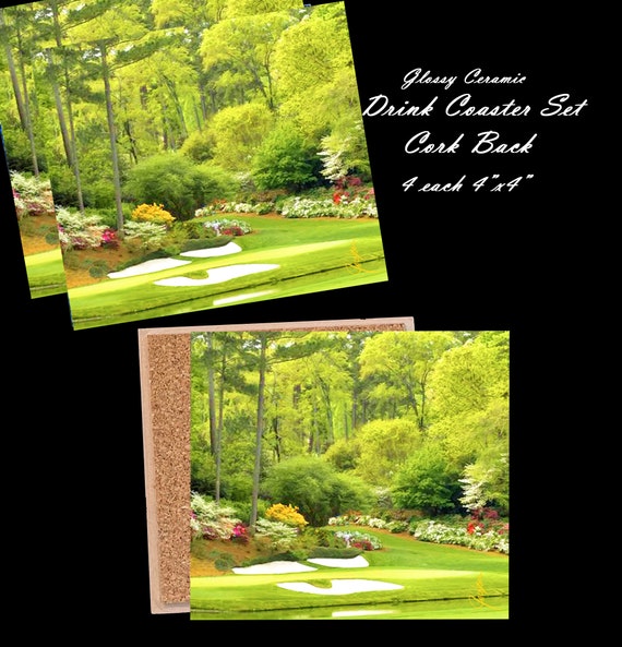 Golf gift, Fathers Day gift, gift for him Augusta National Golf Hole 12 .Ceramic tile Drink Coasters Boyfriend gift