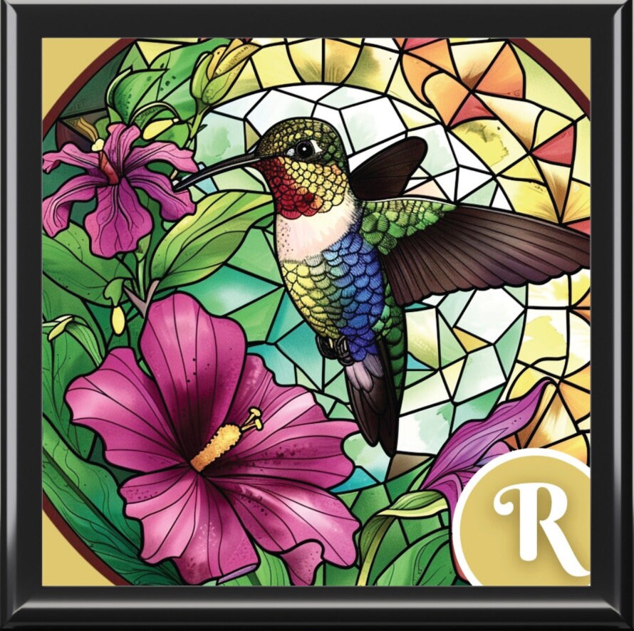 Personalized Jewelry Box Hummingbird Wedding Mother Day Bridal Shower Gift Beautiful Hummingbird Glass Painting Jewelry Box Glossy Wood