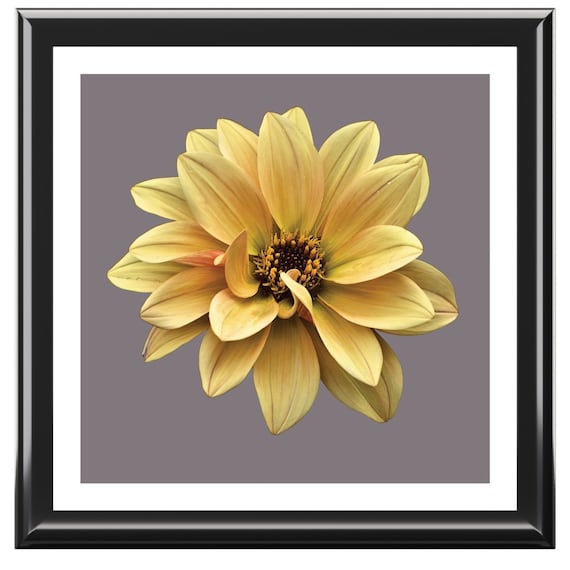 Dahlia Flower Jewelry Box, Keepsake Box - wood & ceramic tile top - vintage art deco - 6" x 6", great gift for her,gift for Mom