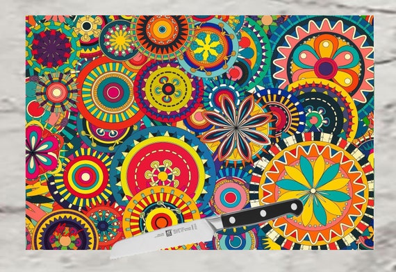 Moroccan Mandala Boho Decor | Moroccan decor | Use as a serving tray, cheese board and charcuterie board.