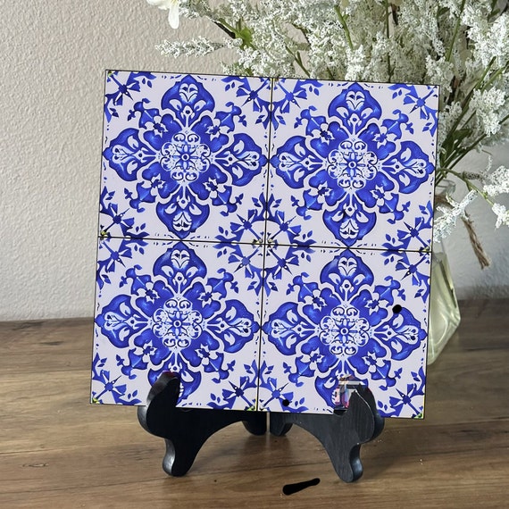 Portuguese Blue Ceramic Tile Art, Portugal Lover Mothers Day Gift Tile, Portuguese Decor Decorative Art, Beautiful Accent For Table or Shelf